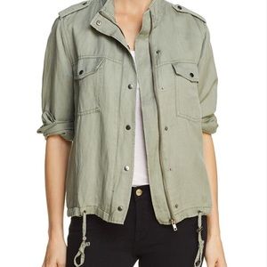 Rails Womens Collins Linen Blend Utility Military Jacket Sage Olive Green Sz M